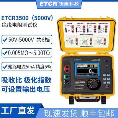 铱泰数字绝缘电阻测试仪ETCR3500B/3520B/C兆欧摇表5000V高压10KV
