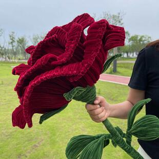 花束仿真成品扭扭棒特大巨型玫瑰花diy材料仿绒大花送闺蜜女朋友