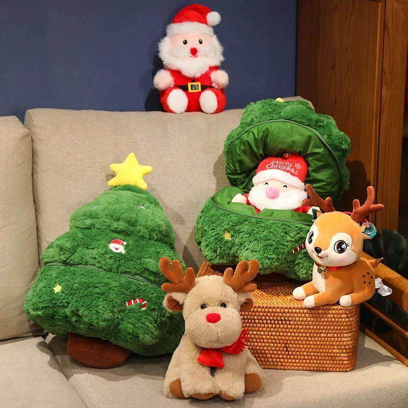 Cute Christmas Father Plush Toy Stuffed Soft Animals Deer e - 实物图