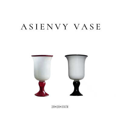 云司羡 Vintage中古黑白风灯琉璃花瓶白瓷质地Ins高级感法式花瓶