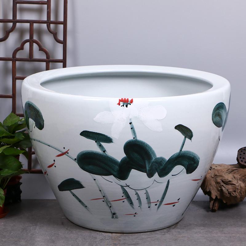 庭院大缸景德镇青花瓷水缸金鱼缸荷花碗莲睡莲盆乌龟缸酒店甲鱼缸