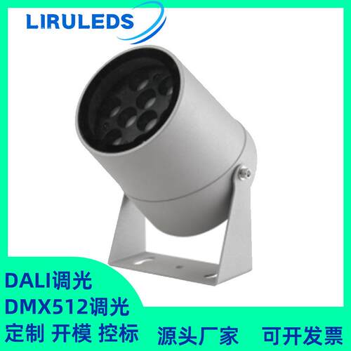 仿依古姿妮DMX512-DALI调光调色全彩RGBW户外防水12W地插投光灯