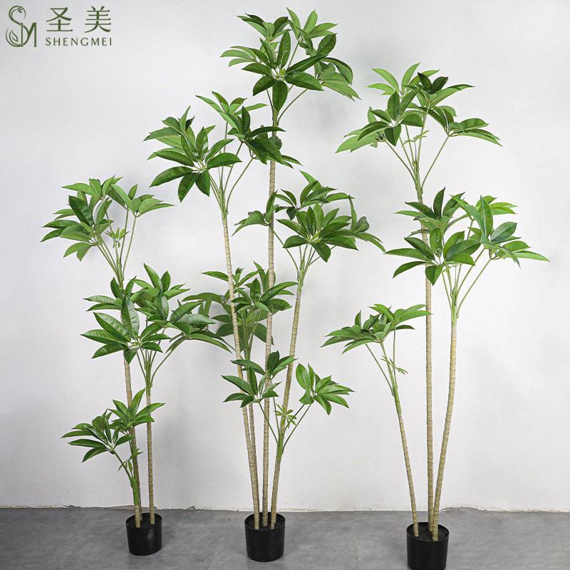 仿真绿植假树多杆大叶伞树多款式人造落地摆件发财树场景布置