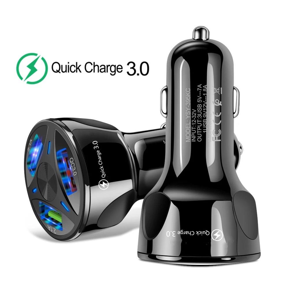 3A 3USB QC3.0车充 快充车载充电器一拖三手机车载充电器跨境