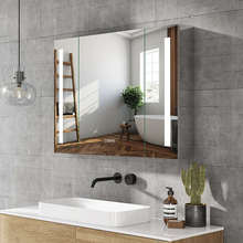 N5智能带灯304不锈钢浴室镜柜单独卫生间镜子收纳一体柜挂墙式除