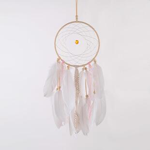 饰壁挂 家居装 材料包纯手工制作 创意白色捕梦网羽毛挂饰 直销新款