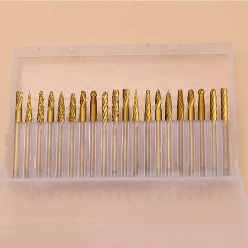 镀钛合金钨钢磨头旋转锉铣刀雕刻刀木工根雕木雕雕刻字工具3*3