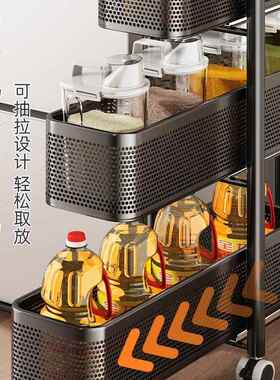 厨房夹缝置物F98TH95S架窄隙收纳柜多层冰箱侧抽面拉柜果极蔬缝小