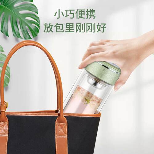 上海新家园双层隔热玻璃杯女带滤网便携防摔透明隔热办公室泡茶杯