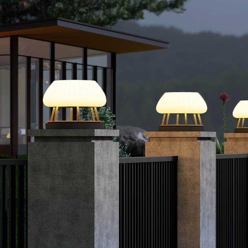 不锈钢太阳能柱头灯户外防水庭院灯接电款花园别墅大门柱子灯围墙