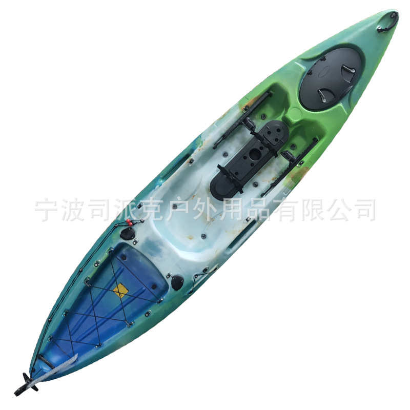 新款单人皮划艇塑料硬艇  路亚艇钓鱼船 开放式独木舟3.63米 厂家