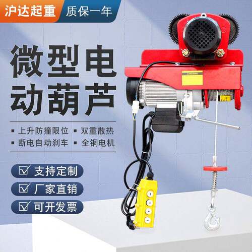 PA800微型电动葫芦双钩吊料小吊机1吨多功能小型钢丝绳提升机无线