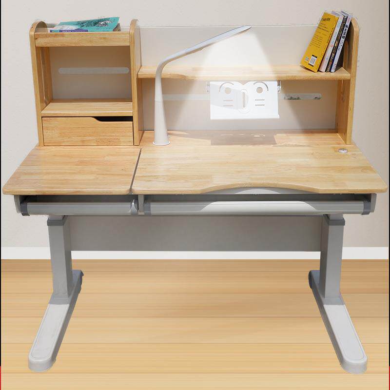 儿童实木学习桌学生家用办公可手摇升降课桌卧室客厅桌子写字台桌