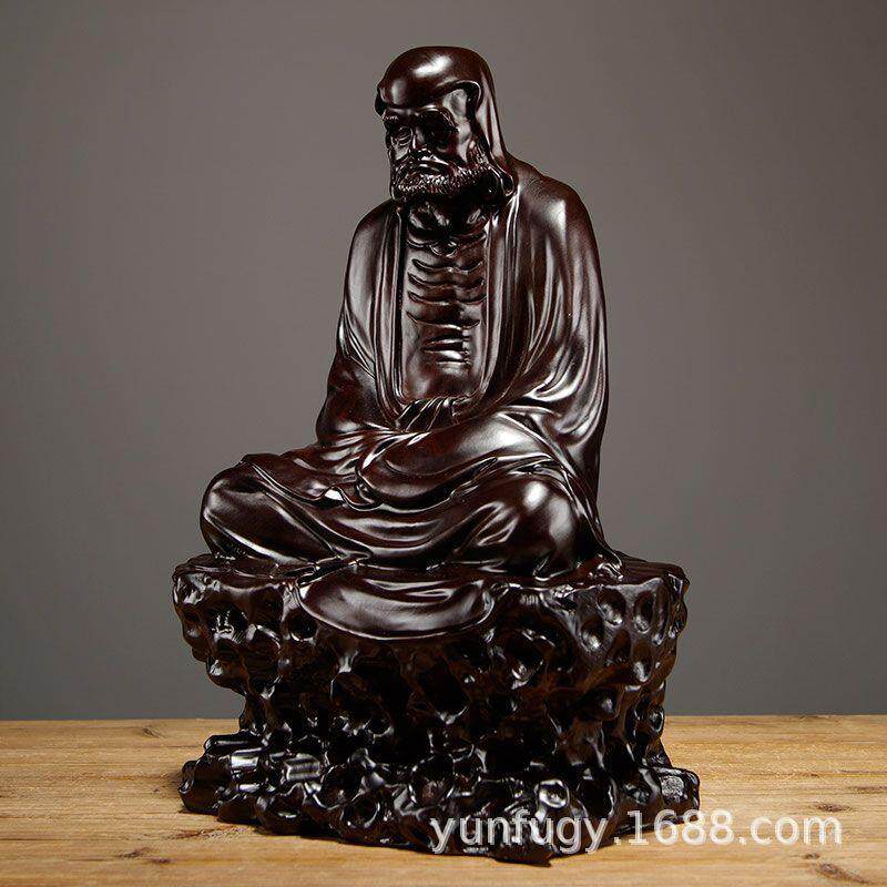 黑檀木达摩祖师神像摆件实木质禅意家居玄关客厅供奉工艺装饰品
