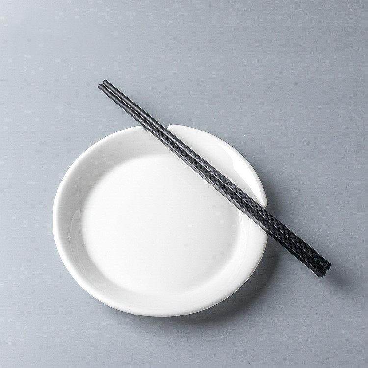 纯白陶瓷餐具酒店创意卡骨盘骨碟带筷子架开口盘垃圾餐盘餐厅骨碟