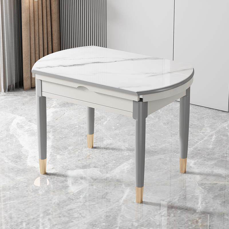 高档1米岩板餐桌小户型伸轻缩叠奢现代功能1.1实折木家用可变多圆