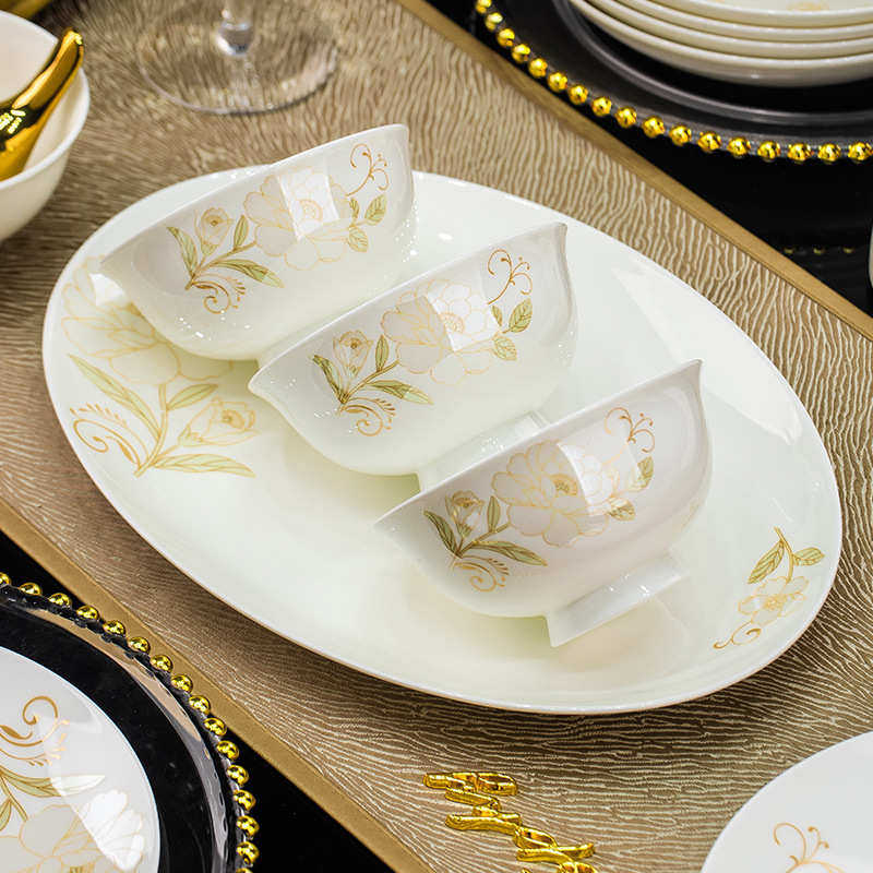 餐具套装轻奢高级感新款碗盘家用乔迁新婚高档景德镇陶瓷碗碟碗具