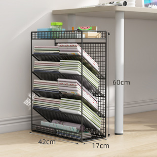 儿童桌边书架铁艺书立架书柜可移动书桌书本绘本收纳置物架教室