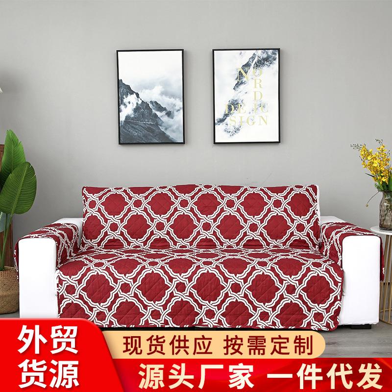跨境双面印花宠物防抓沙发垫防水一体沙发罩沙发套新中式新中式风