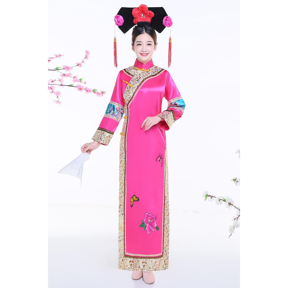 正品清朝满古装珠格格服装成还人宫族女甄嬛传旗袍大码宫廷演女出