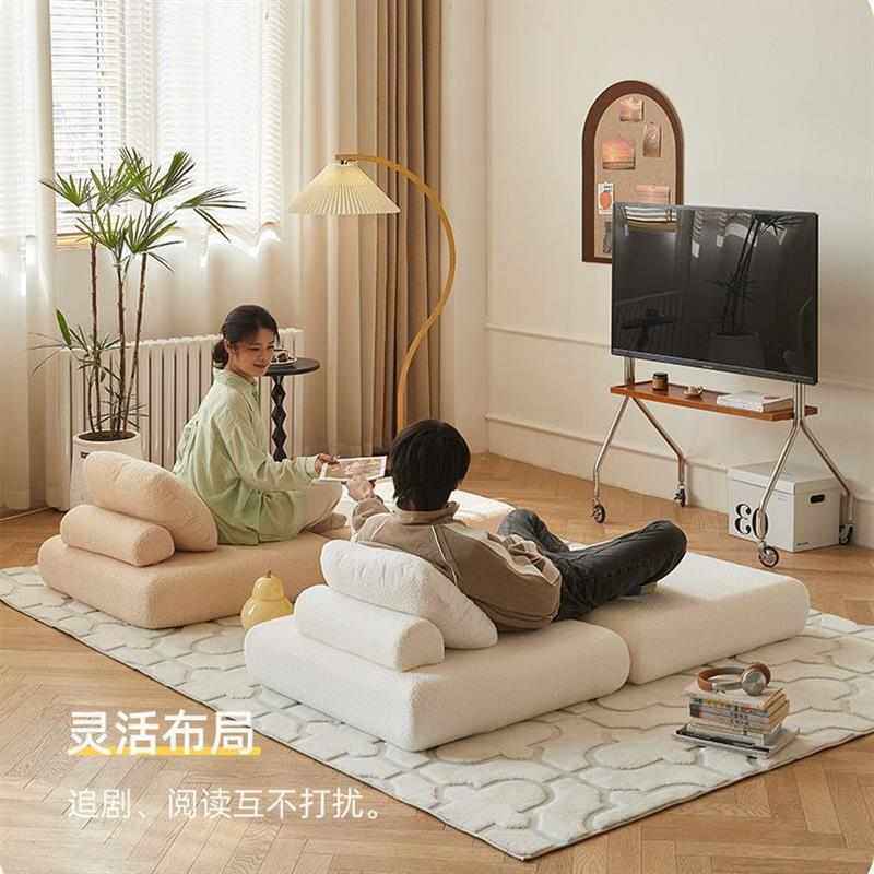 懒人沙发沙发床豆腐块客厅拆洗布艺沙发麻薯小户型单人卧室榻榻米