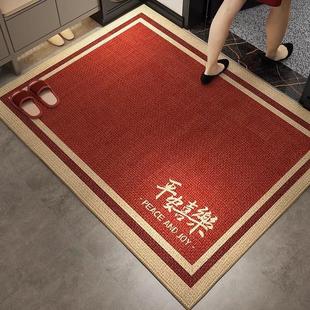 防滑 新年入户门圈绒TPR地垫进门门口脚垫家用红色门垫乔迁新中式