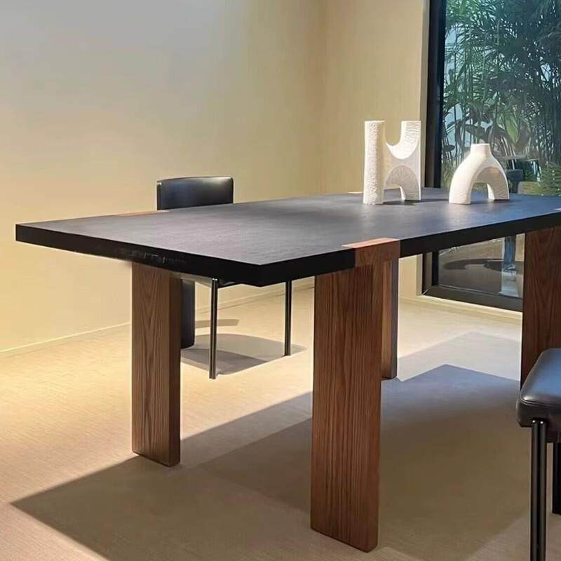 正品侘寂风原木餐公桌家用设计师房客样厅板全实木办桌长方形个性