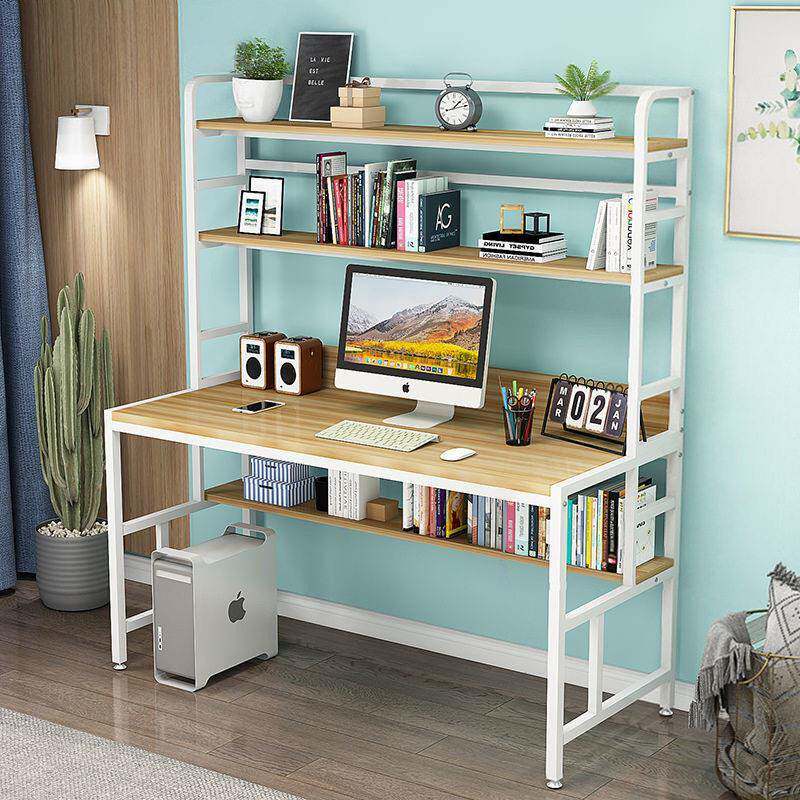 台式电脑桌书架组合一体桌学习书桌卧室公写字桌收纳架台式机