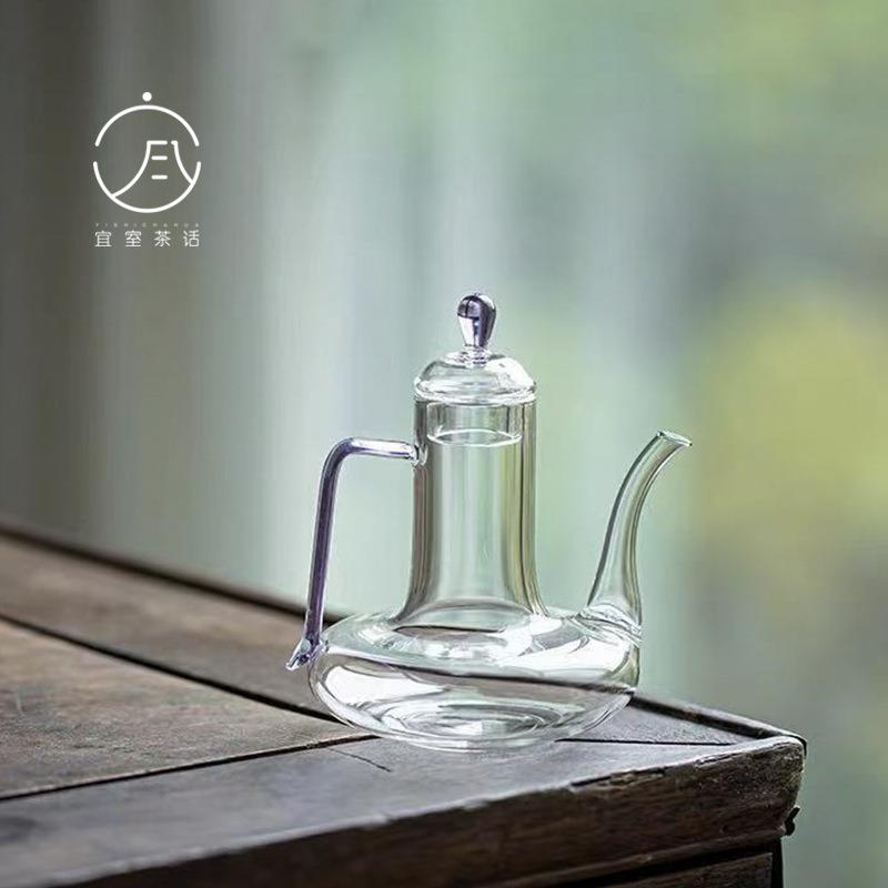 宜室茶话玻璃诵执壶泡茶壶耐高温水壶带把家用花茶壶玻璃壶茶具