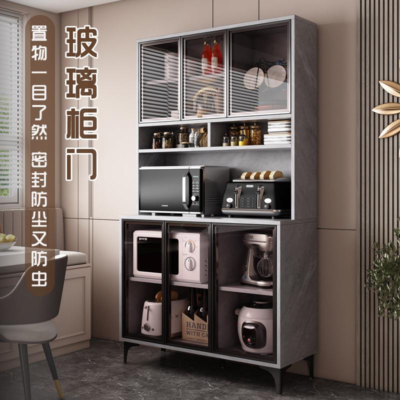 现代简约厨房家用收纳客厅储物高柜餐边柜一体靠墙实木柜子