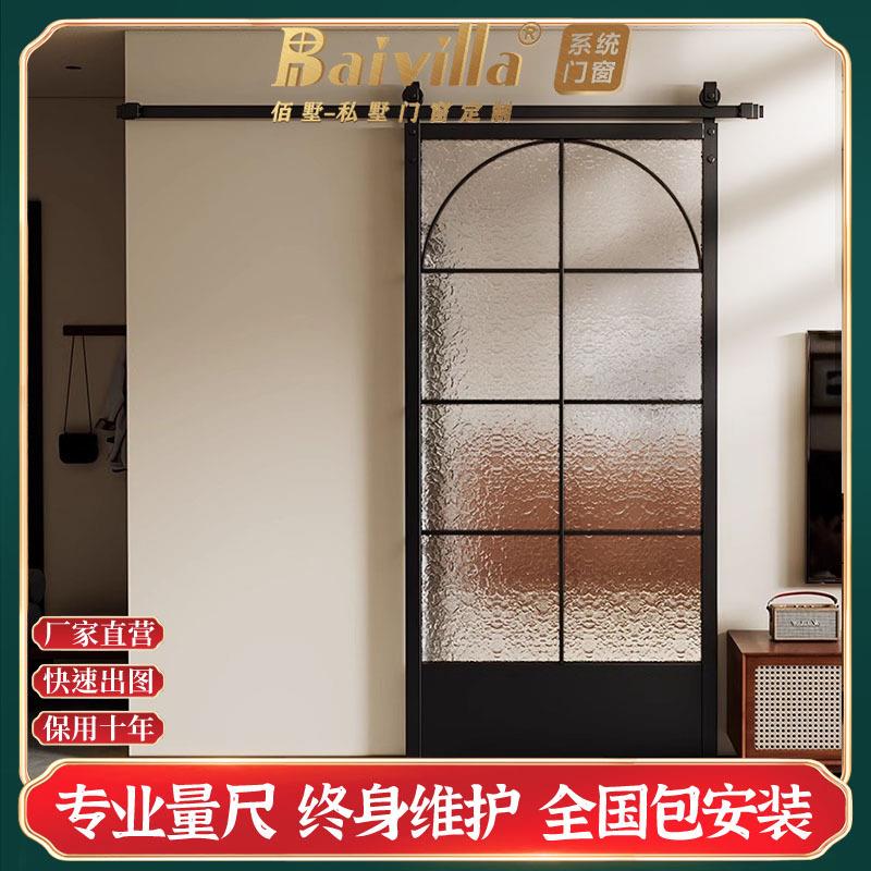 卫生间法式吊轨折叠门 简约玻璃推拉门谷仓门书房卧室厨房推拉门