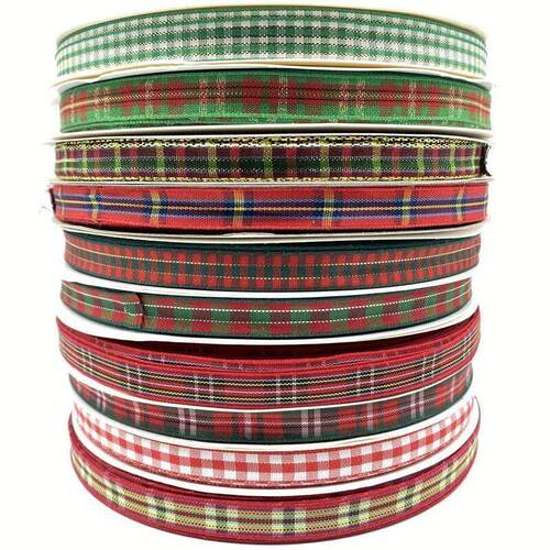 5yards/Lot 10mm Plaid Ribbon Christmas Decor Ribbon For Hand
