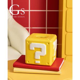 陶瓷马里奥问号储钱罐可存可取卡通创意可爱可进可出儿童存钱罐