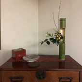 竹筒花器插花筒新鲜竹子国风古风新中式 饰桌面摆件 婚庆环创宴会装