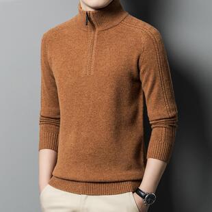 中年男士 羊绒毛衫 ZQ905 休闲尚套头拉链时领加厚款 毛 YA羊衫 冬青季