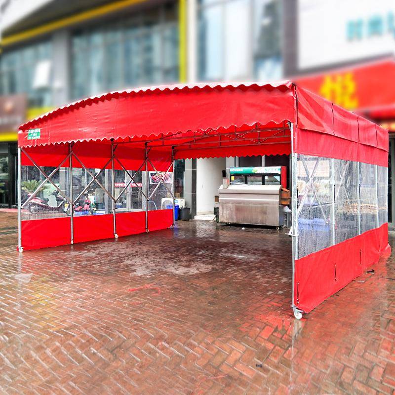 户外移动推拉帐篷夜市伸缩折叠雨棚厂房防雨活动蓬收缩停车遮阳棚