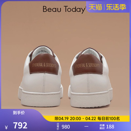 BeauToday休闲皮鞋男款西装小白鞋商务正装真皮透气白色板鞋秋冬