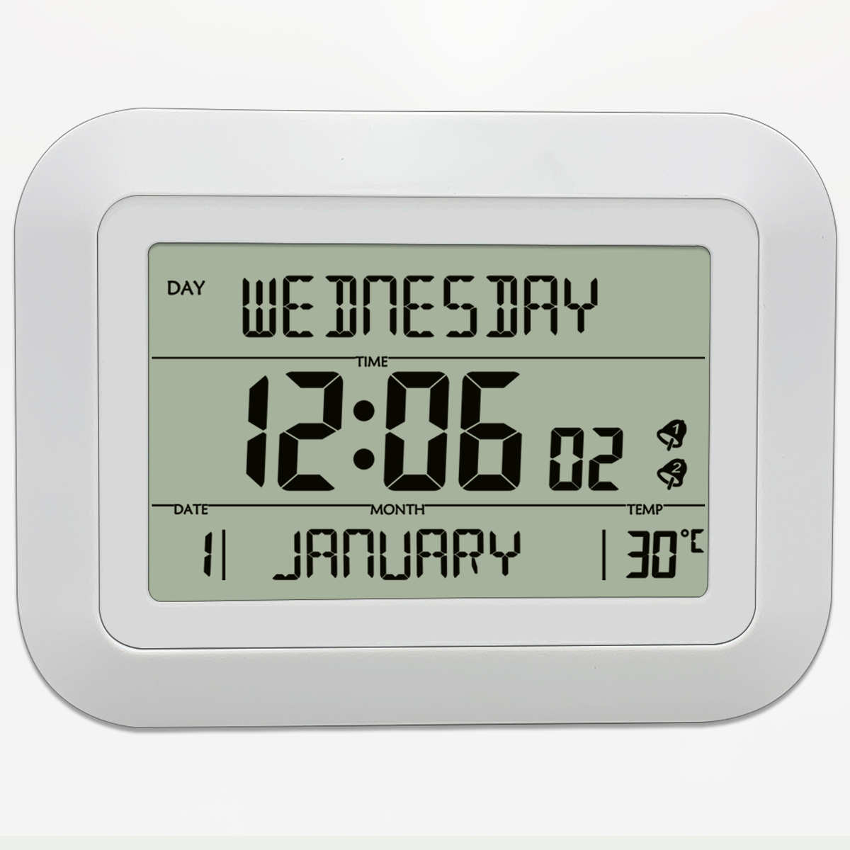 轻奢简约居家卧室壁挂钟星期日历全显示数字万年历闹钟H162F