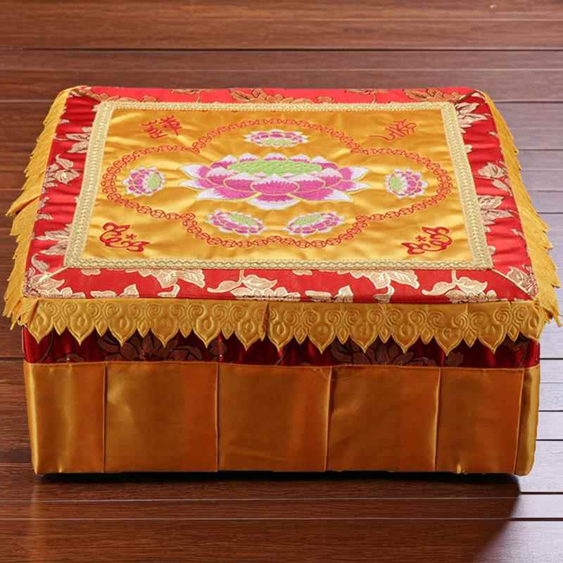 秦歌实木拜垫精绣莲花跪拜垫家用礼佛蒲团跪垫打坐垫佛具用品大全