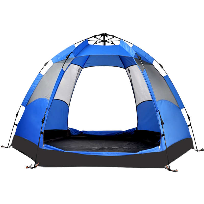 全自动双人双层六角帐篷户外3-4人露营野营防雨速开沙滩