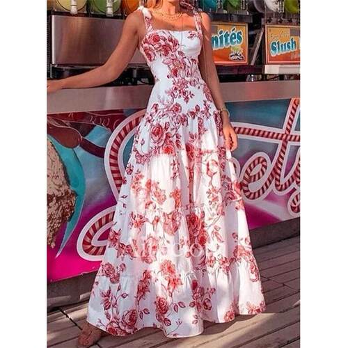 Sleeveless camisole printed long dress