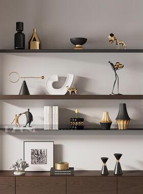 现代轻奢高级感装饰品摆件意式极简客厅开放格大平层小众高档摆设