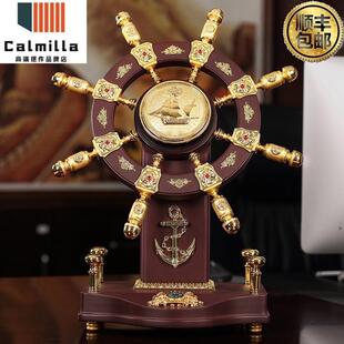Calmilla《乘风破浪》实木领航舵摆件舵手舵轮老板办公室家居装饰