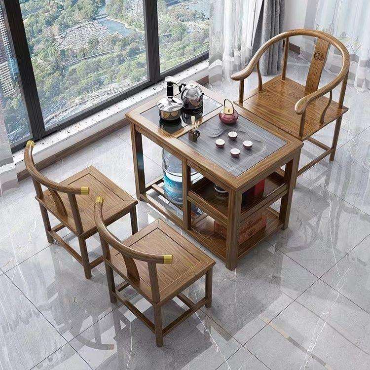 实木阳台休闲茶桌椅小型单人茶几高档轻奢三件套组合烧水一体茶台