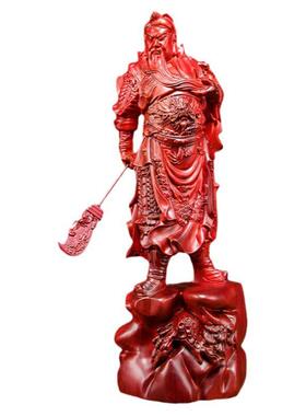 红花梨木雕关公像摆件实木武财神爷家居客厅办公室装饰摆设工艺品