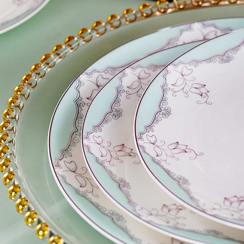 碗碟套装家用韩式高档骨瓷碗盘碟筷乔迁送礼品景德镇陶瓷餐具定制