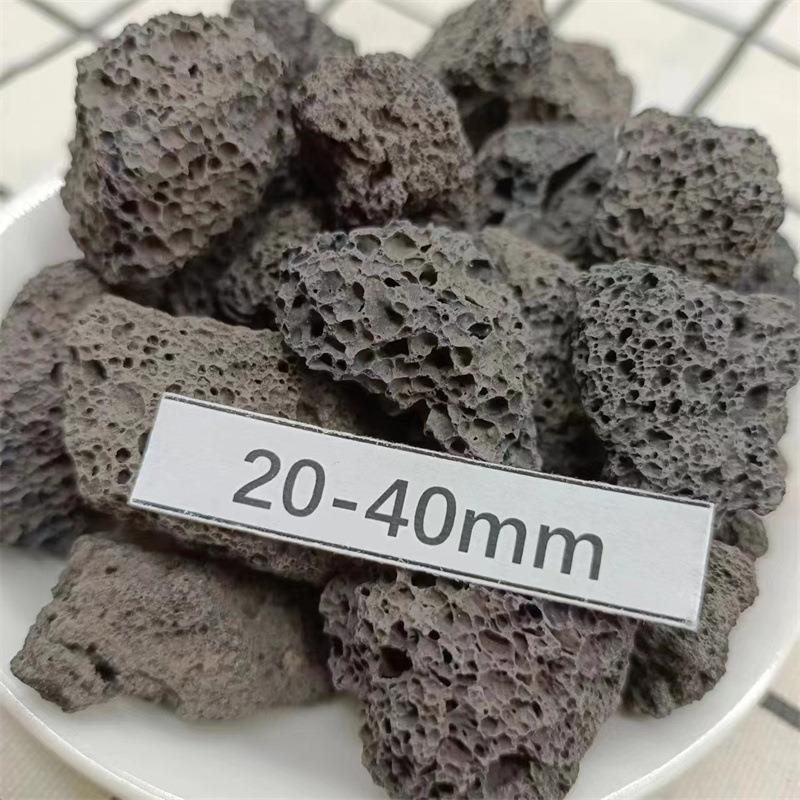 黑色火山石多孔透气颗粒园林绿化火山石污水处理水族造景火山岩