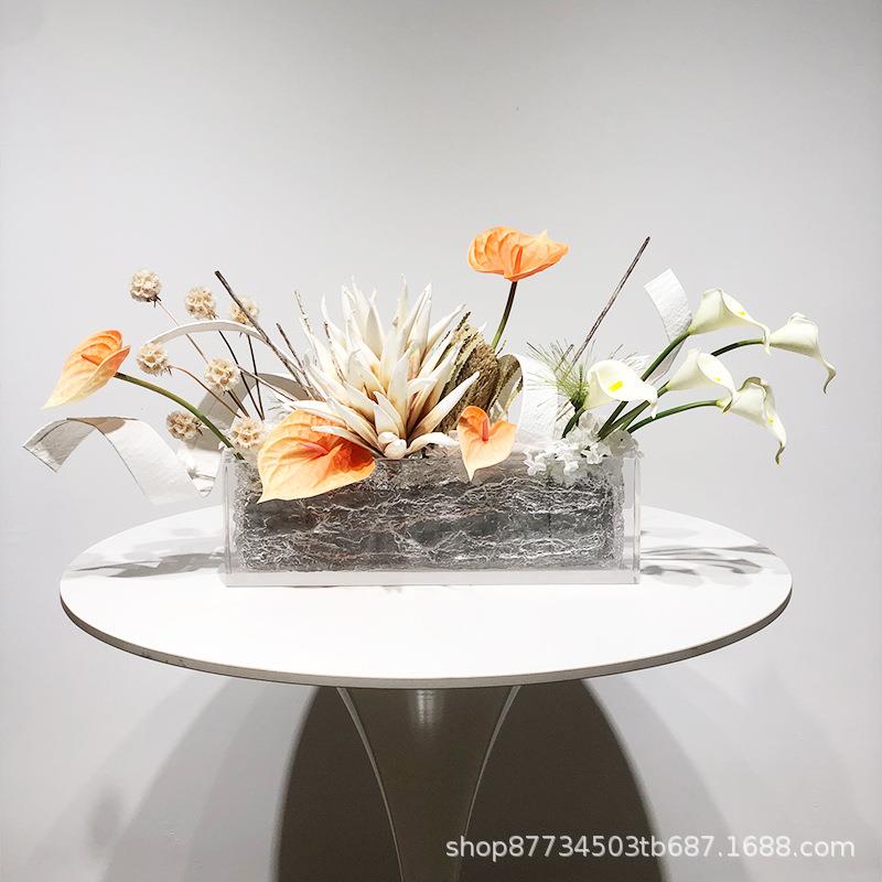 简现代约假头花仿真花艺酒店售613楼处洽谈桌茶几床柜饰客厅装花