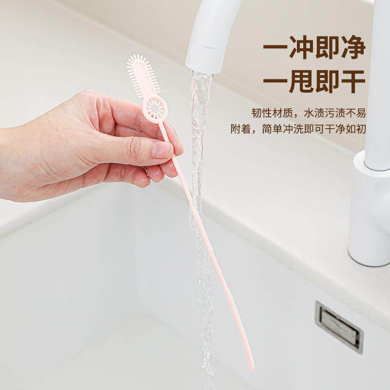 新款可弯曲双头吸管刷奶嘴刷宠物奶瓶刷试管刷缝隙刷清洁刷杯盖刷