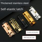 不锈钢自动弹簧插销门锁扣加厚明装 卫生间木门通用防盗弹簧插销锁